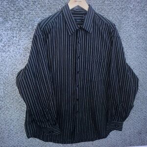 Classic Men's Black Pinstripe Button-Up Shirt